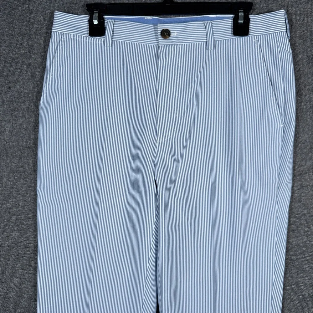 Brooks Brothers Pants Men 33x30(33x26) Blue White Striped St Andrews Link Golf